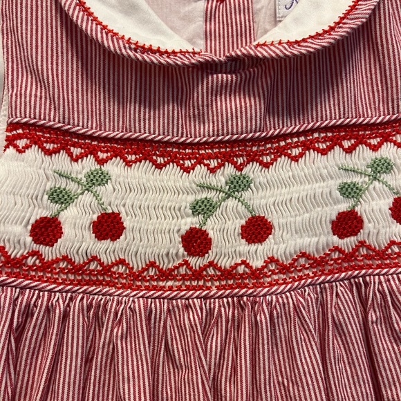 Cherry smocked boutique dress & bloomers - Picture 2 of 6